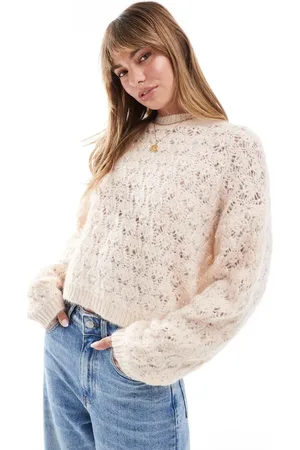 Miss Selfridge Lyserød striktrøje med fint hulmønster
