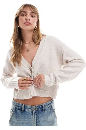 Miss Selfridge Beige cardigan med sømdetaljer i firkantet pasform-Neutral