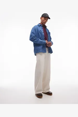 Topman Blå overskjorte med lange ærmer i denim