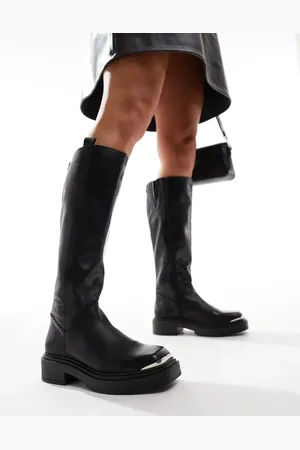 Steve Madden Constance - Sorte knæstøvler i læder
