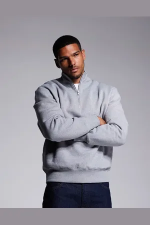 ASOS Premium - Oversized og sweatshirt med kvart lynlås i kraftigt 400 gsm-stof