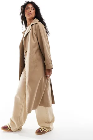 Stradivarius Afslappet trenchcoat med hætte-Neutral