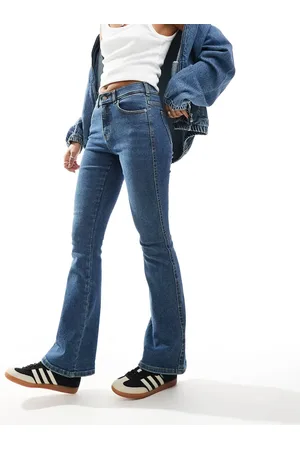 Dr Denim Lexy - Slim Fit bootcut-jeans med mellemhøj talje i slidt mellemblå vask