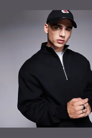 ASOS Premium - Oversized og sweatshirt med kvart lynlås i kraftigt 400 gsm-stof