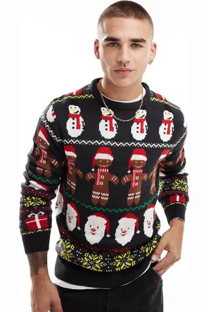 Brave Soul Jul - julesweater med rund hals og multifarvet design