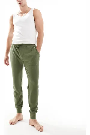 Ralph Lauren Grønne lounge-joggingbukser med vaffeltekstur og logo