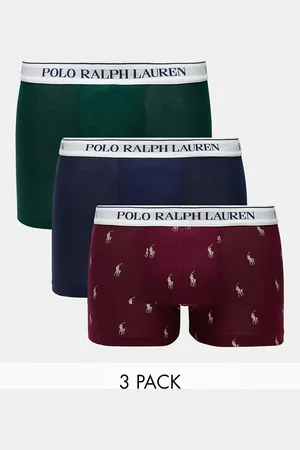 Ralph Lauren Marineblå/bordeauxrøde/grønne boksershorts med linning med logo i pakke med 3 par