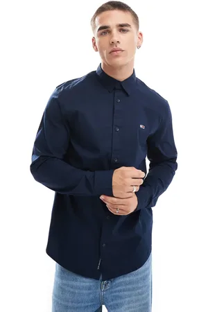 Tommy Hilfiger Marineblå regular fit-skjorte i poplin