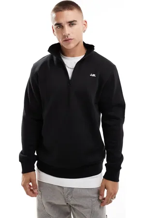 JJ Sweatshirt med halv lynlås og lille logo på brystet
