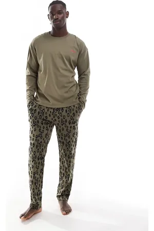 HUGO BOSS HUGO Bodywear - Grønt loungewear-sæt med lange ærmer og dyreprint