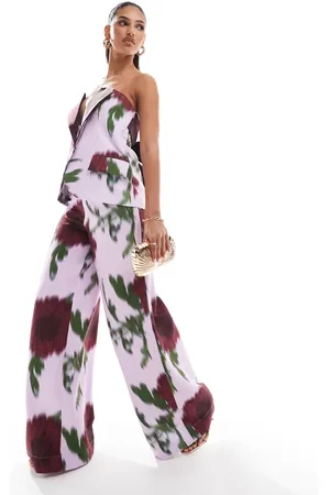 ASOS Habitbukser med vidde og sløret blomstermønster - Del af sæt-Multifarvet