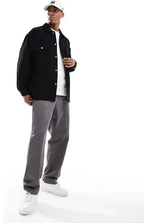 JACK & JONES Og oversized overskjorte i jernbanefløjl