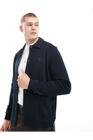 Fred Perry Poloskjorte med lange ærmer og gennemgående knapper i jersey