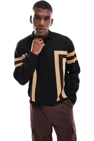 ASOS Oversized og strikket poloskjorte med firkantet pasform og paneler