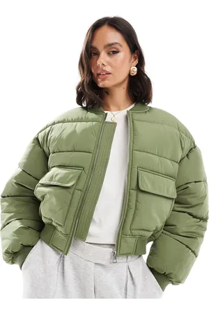 Miss Selfridge Kakigrøn bomber-dynejakke