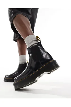 Dr. Martens 2976 Quad - Sorte chelseastøvler i unisex-stil i poleret glat læder