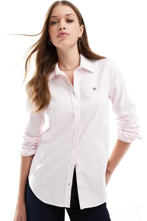 GANT Lysaerød Oxford-skjorte med stretch og logo i slim fit-Lyserød