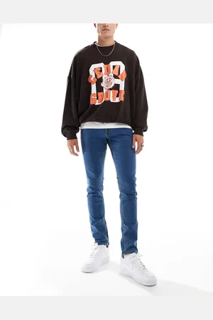 JJ Luke - Mellemblå forvaskede jeans i slim fit