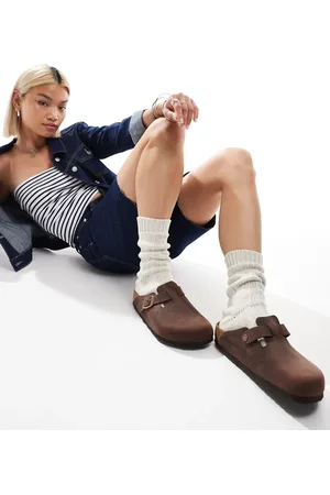Birkenstock Boston - Unisex-clogs i glat læder-Brun