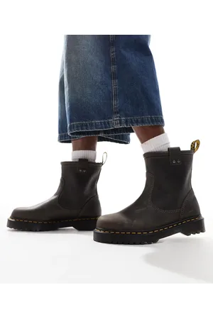 Dr. Martens Anistone Lo - Brune unisex chelseastøvler i læder