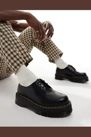 Dr. Martens 1461 Quad - Sorte unisex-sko med 3 par snørehuller i glat læder
