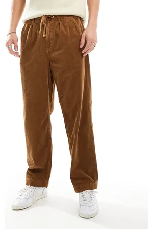 Ralph Lauren Easy - Lysebrune fløjlsbukser med lige ben og plisseringer