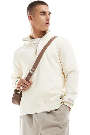 Only & Sons Cremefarvet sweater med høj hals og 1/4-lynlås-Brun