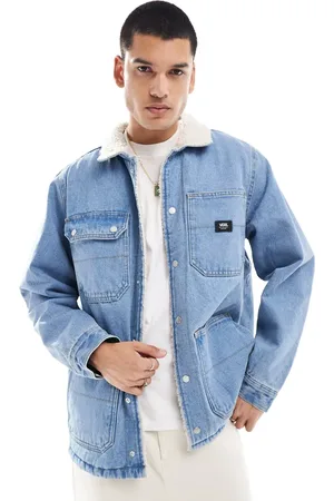 Vans Drill Chore - Denimjakke i blå vask med sherpakrave