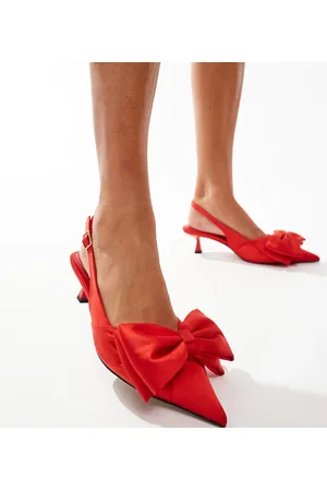 ASOS Wide Fit - Secret - Røde slingback-sko med kitten-hæl og sløjfe