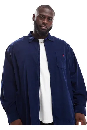 Ralph Lauren Big & Tall - klassisk overskjorte med lynlås og ikonlogo i fløjl