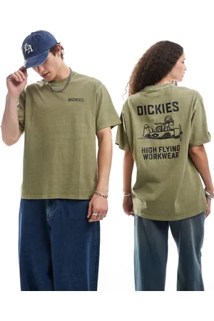 Dickies Kakigrøn T-shirt med grafisk flyprint på ryggen