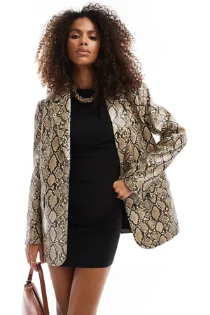 Bershka Oversized blazer med slangeprint i imiteret læder