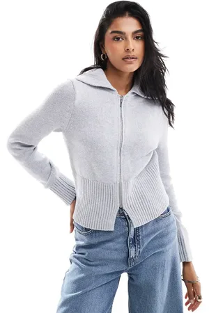 Abercrombie & Fitch Cardigan med krave og lynlås i