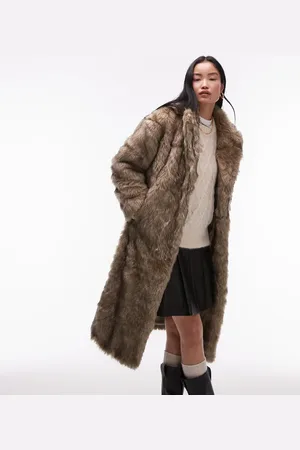 Topshop Lang frakke i imiteret pels i flere farver