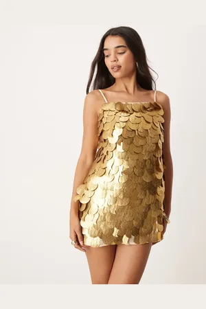 ASOS Guldfarvet minikjole med cami-stropper og runde pailletter