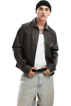 ASOS Harrington-jakke med syningsdetaljer i imiteret læder