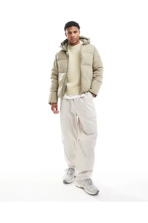 JACK & JONES Oversized beige dynejakke med firkantet pasform-Neutral