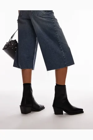 Topshop Maddy - Sorte westernstøvler i læder