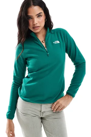 The North Face Glacier - Grøn fleece med kvart lynlås og logo