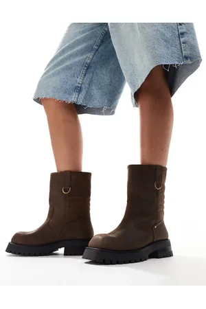 Bronx Quinn - Ankelstøvler i bikerstil i kaffebønnebrun nubuck med vokslignende overflade