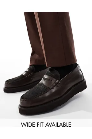 ASOS Brune penny-loafers med detalje i pels