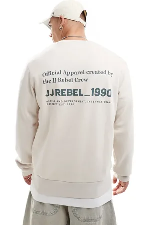 JJ Beige sweatshirt med rund hals og print på ryggen-Neutral