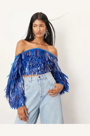 ASOS Top med aflange pailletter og oversized ærmer-Multifarvet