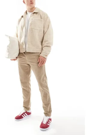 Only & Sons Beige og tapered fløjlsbukser-Neutral