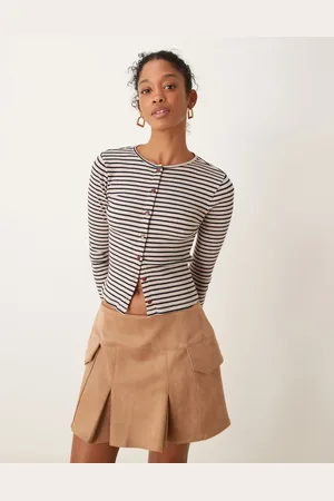 Miss Selfridge Langærmet cardigan med striber-Rød