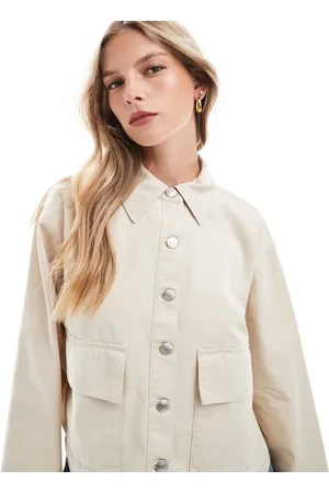 ASOS Beige firkantet jakke i denim-Neutral