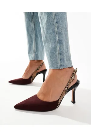 ASOS Samber - Slingback-stiletter med slangeprint i bordeaux-Multifarvet