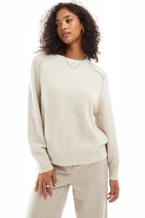 Pull&Bear Oversized sandfarvet striktrøje-Neutral