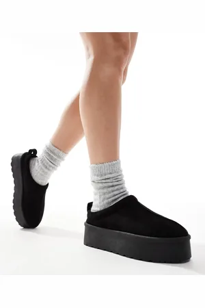 SEQWL Sorte flatform-mules i slip-on-design
