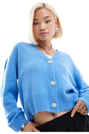 COLLUSION Bleg blå oversized blød strikcardigan